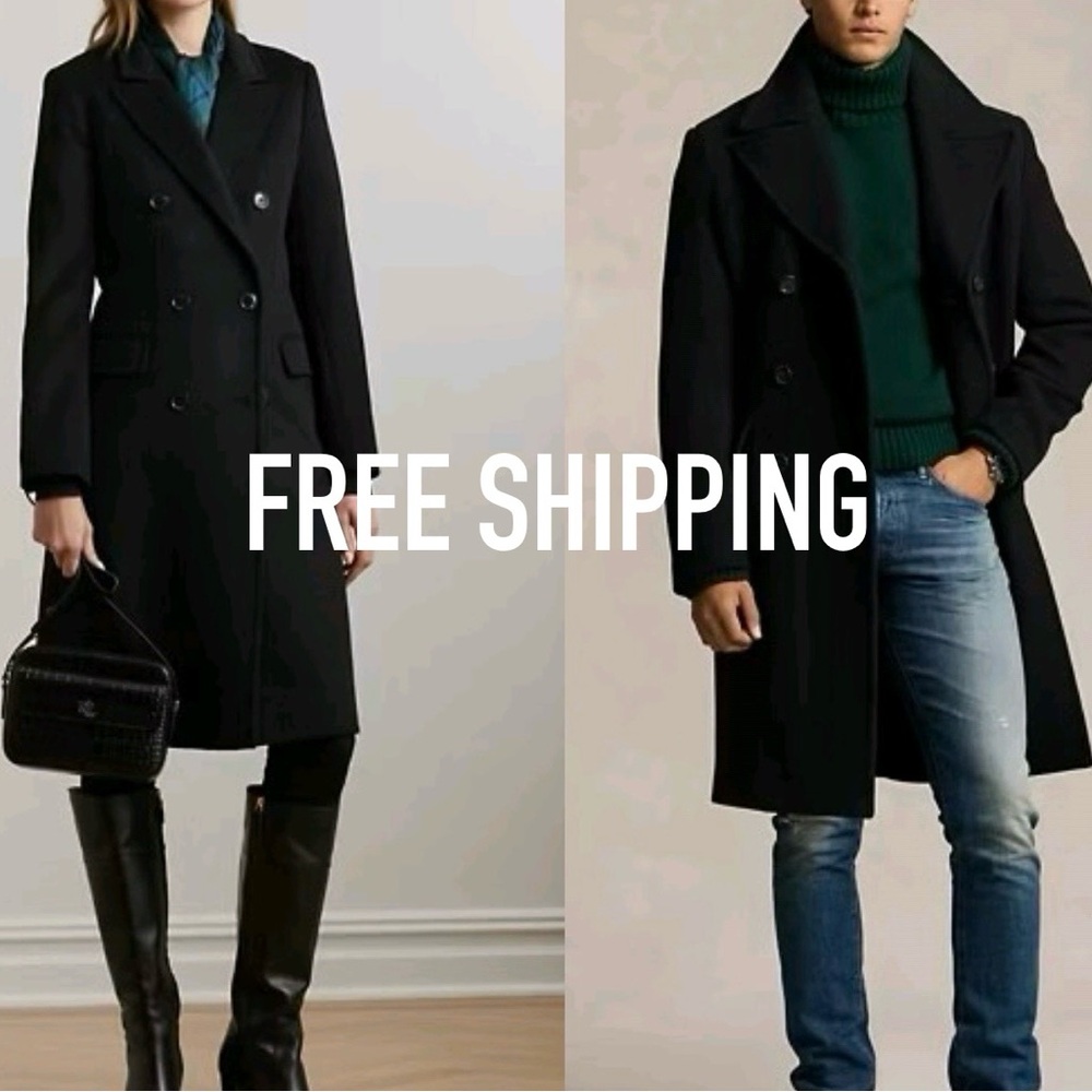 Ralph Lauren Double Breasted Coat | Peacoat | Double Breasted Wool Blend Coat